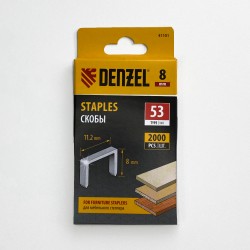 Denzel Скобы, 8 мм, для мебельного степлера, тип 53, 2000 шт.  в Нижнекамске
